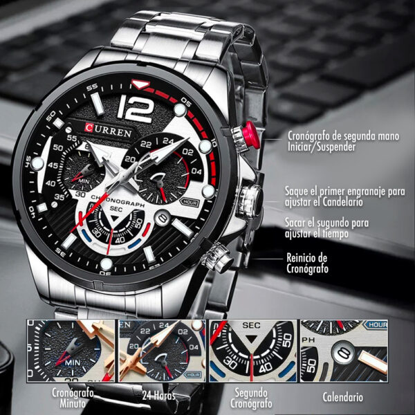 Reloj Curren 8395 Acero nuevo + Ajustador