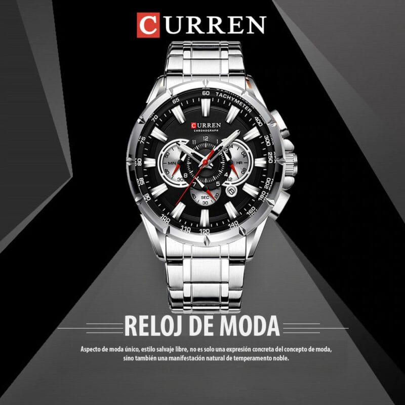 Reloj Curren 8363 Hombre Acero inoxidable, elegante + Tarjeta de Garantía