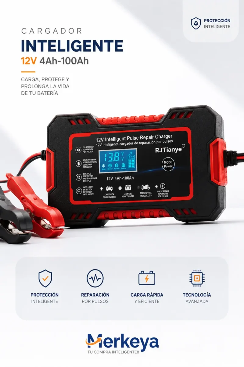 Cargador Inteligente de Baterías6 Cargador inteligente de baterías RJTianye 12V 4Ah-100Ah Merkeya