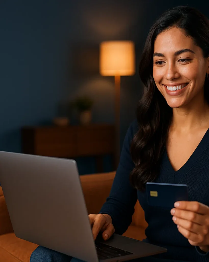 Mujer comprando online en Merkeya tienda online Colombia