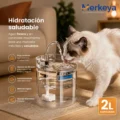 bebedero tipo fuente para gatos con marcas de nivel maximo y minimo