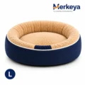 Cama tipo nido para mascota con interior suave color beige