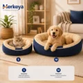 Cama circular para mascotas con bordes elevados