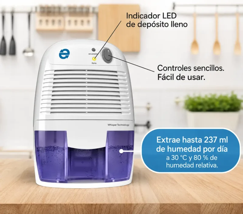 Deshumidificador compacto Eva-Dry EDV-1100 para baño y habitación pequeña