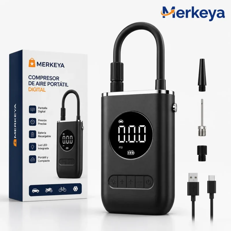 compresor de aire portatil digital merkeya para llantas de coche