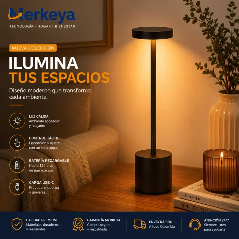 Lampara Led De Mesa Tactil Xg912 (1) Detalle de luz LED tricolor en lámpara de mesa táctil recargable