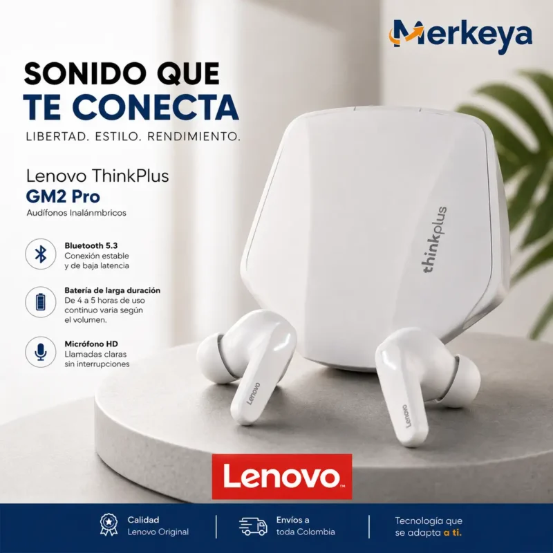 Lenovo ThinkPlus GM2 Pro (9) Estuche de carga geométrico y audífonos Lenovo ThinkPlus GM2 Pro