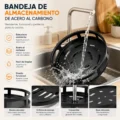 Organizador giratorio 360 (7) Organizador de almacenamiento vertical para cocina color negro