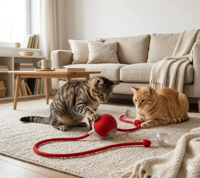 Pelota Inteligente interactiva (7) Juguete automático para gatos con diseño compacto y luces LED