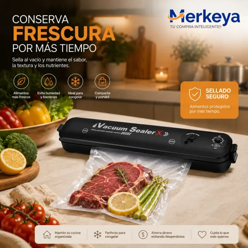 Selladora al vacío de alimentos con diseño compacto y moderno